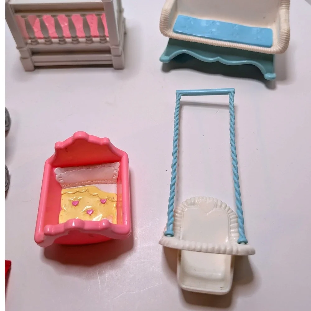 Vtg 90's Fisher Price Loving Family Dollhouse Nursery Furniture Lot Baby Crib